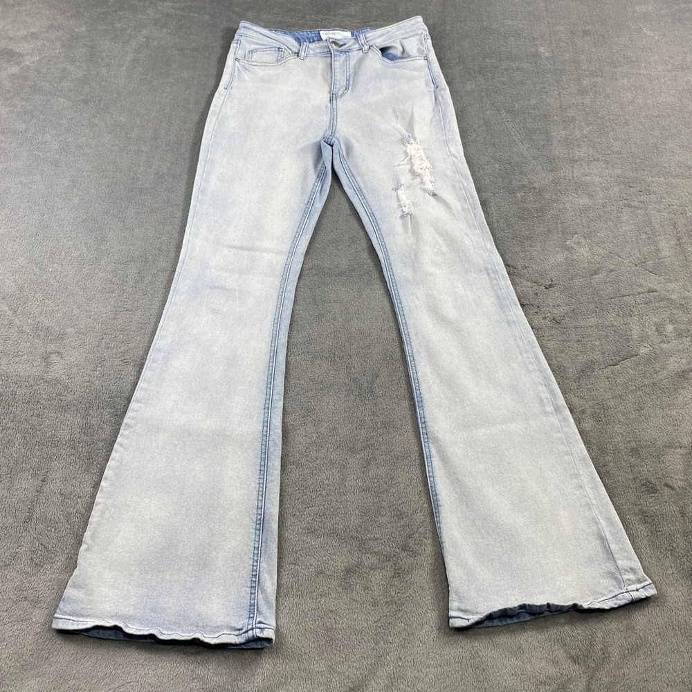 Banjara Women's Blue Light Wash Flare Jeans Distressed Size 9/28 Grunge Y2k